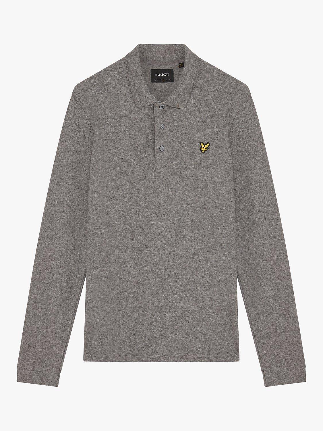 Lyle & Scott Long Sleeve Polo Shirt, T28 Mid Grey Marl, XS