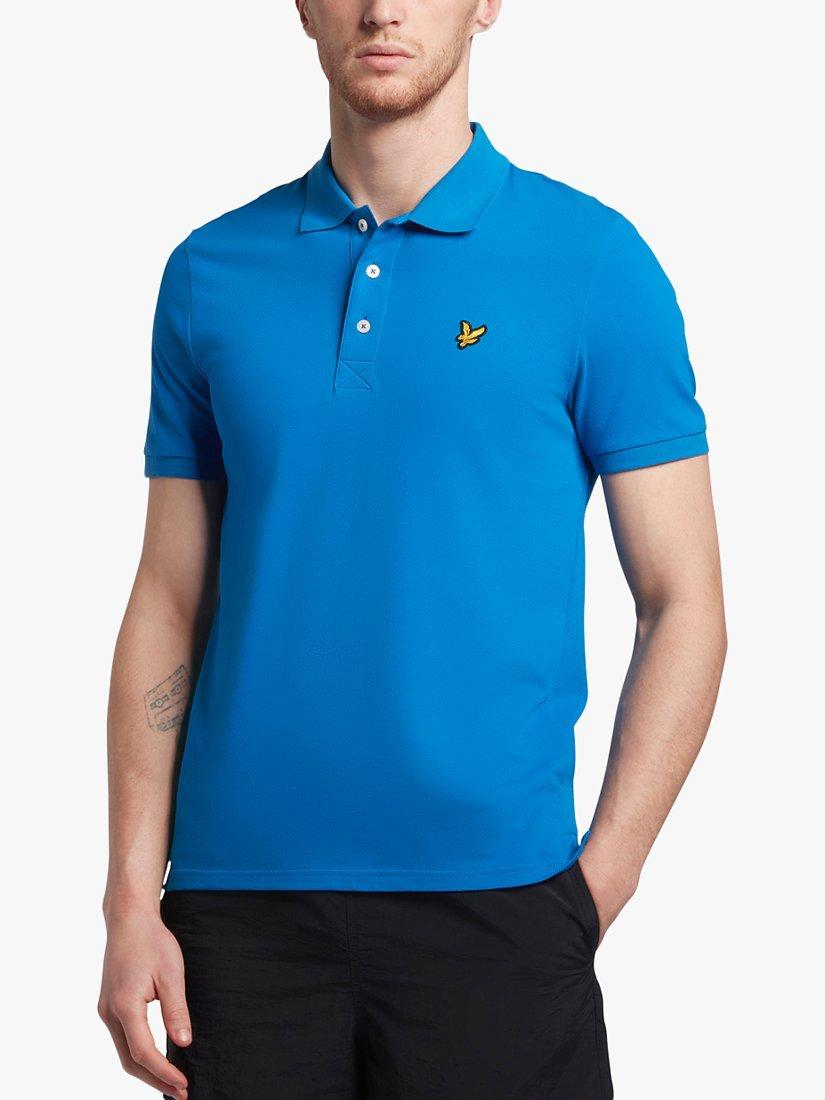 Product image 1 of 5, which shows Lyle & Scott Short Sleeve Polo Shirt, W489 Bright Blue, XS
