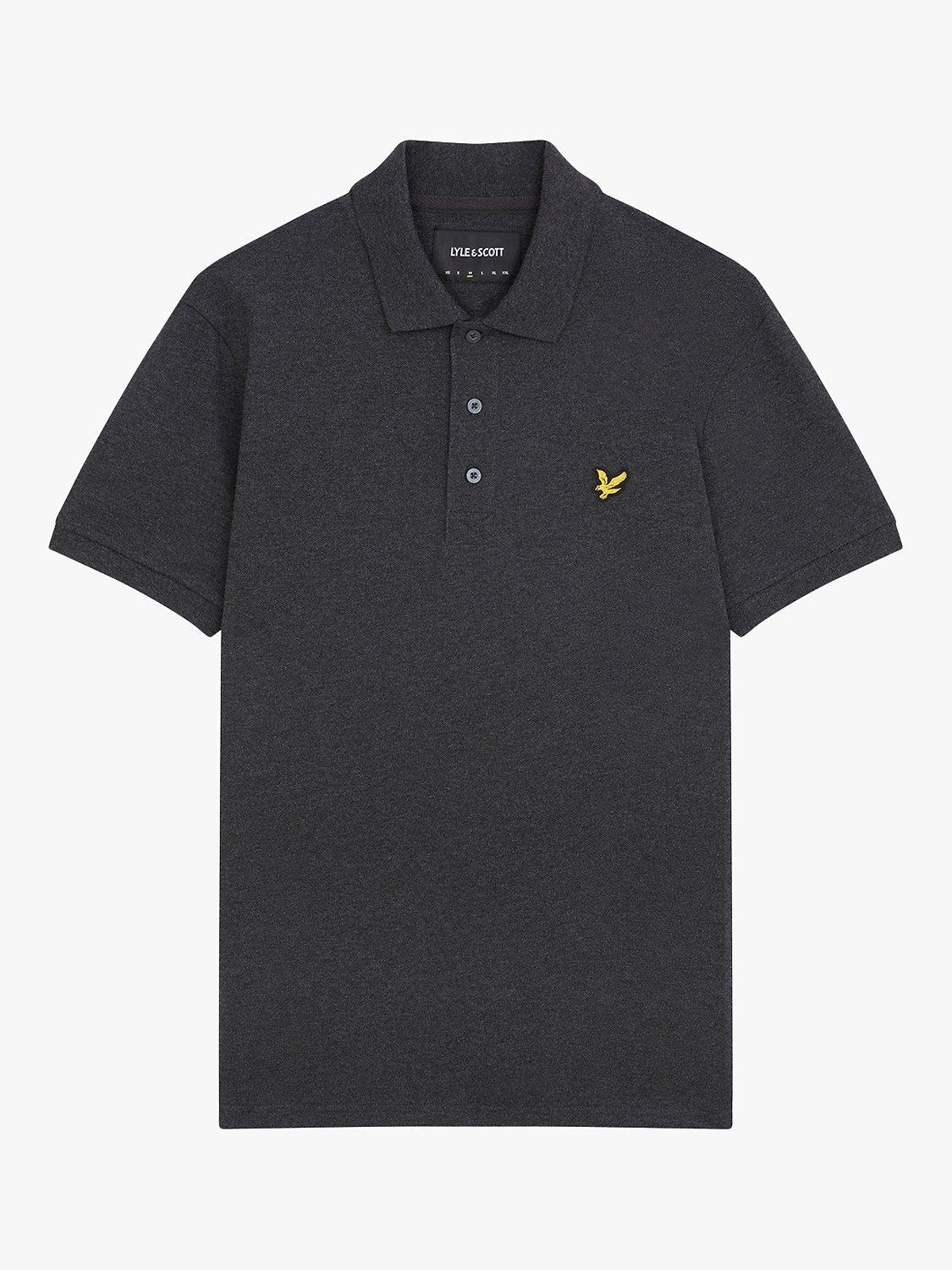 Lyle & Scott Short Sleeve Plain Polo Shirt, Charcoal Marl, XS