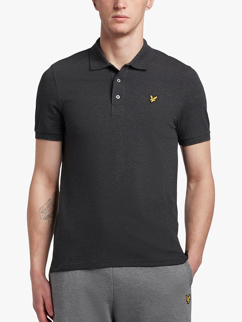 Lyle & Scott Short Sleeve Plain Polo Shirt, Charcoal Marl, XS
