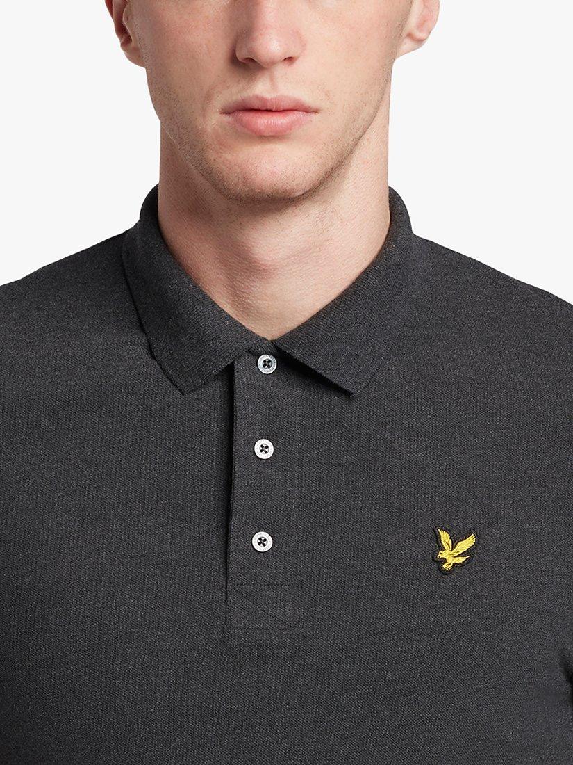 Lyle & Scott Short Sleeve Plain Polo Shirt, Charcoal Marl, XS