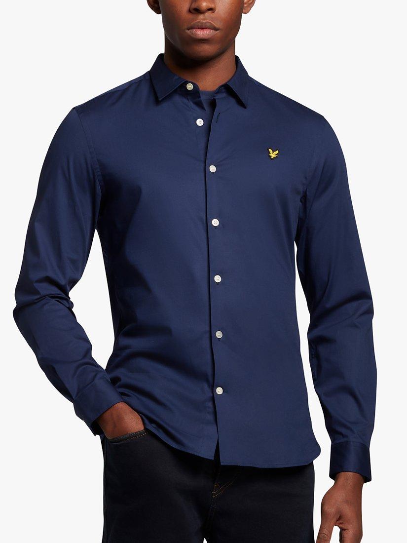 Product image 1 of 5, which shows Lyle & Scott Slim Fit Poplin, Navy, XS