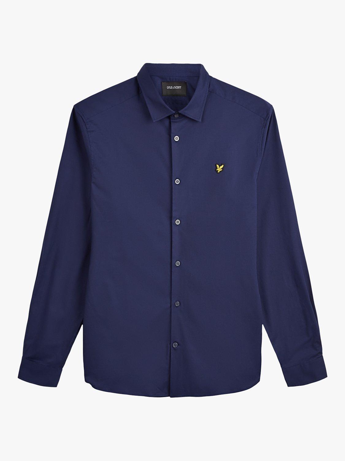 Product image 3 of 5, which shows Lyle & Scott Slim Fit Poplin, Navy, XS
