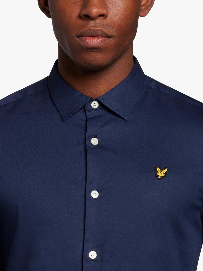 Product image 5 of 5, which shows Lyle & Scott Slim Fit Poplin, Navy, XS