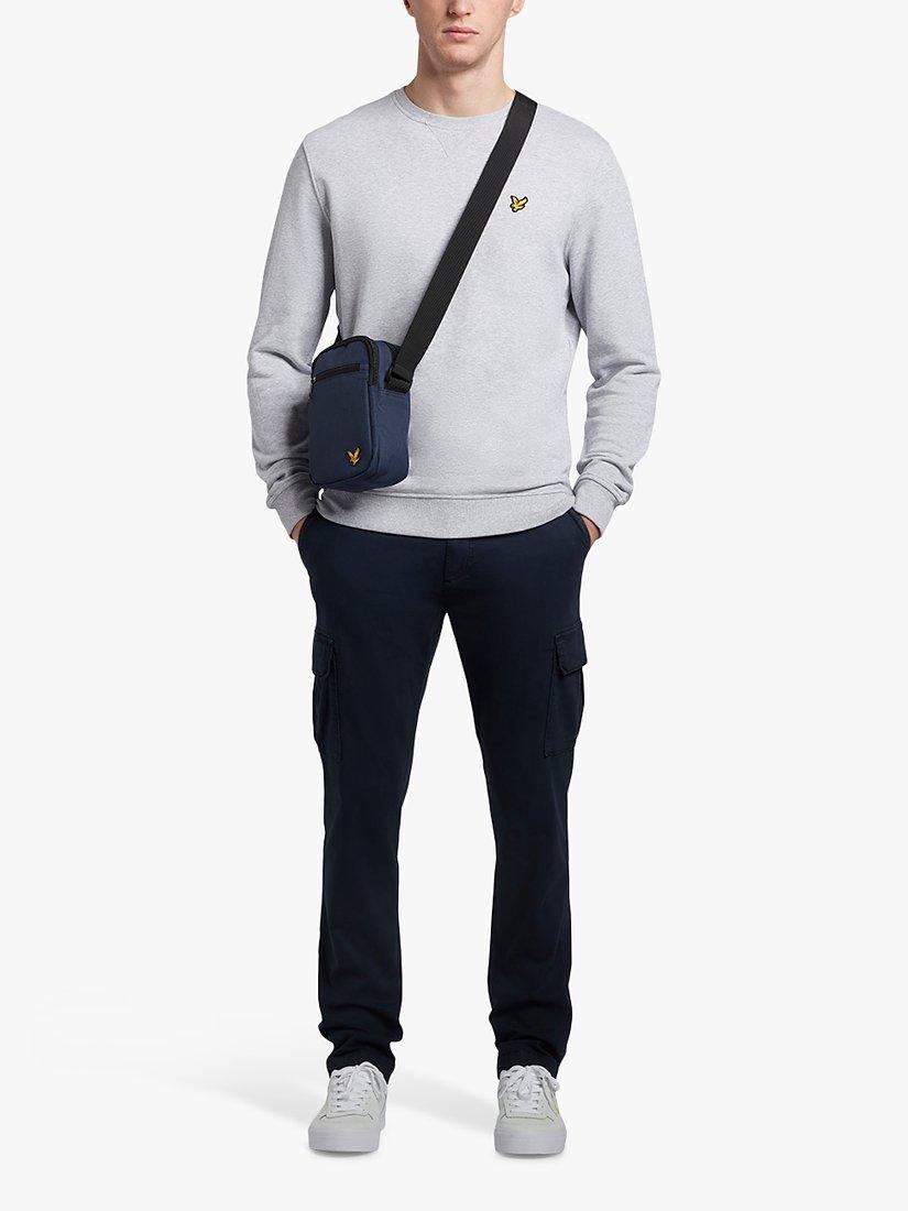 Product image 1 of 5, which shows Lyle & Scott Logo Crew Neck Cotton Sweatshirt, Light Grey Marl, XS