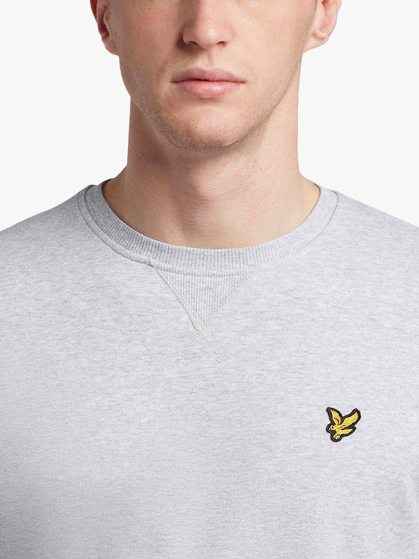 Product image 5 of 5, which shows Lyle & Scott Logo Crew Neck Cotton Sweatshirt, Light Grey Marl, XS