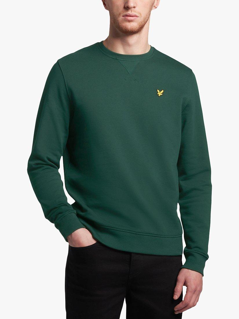 Product image 3 of 4, which shows Lyle & Scott Logo Crew Neck Cotton Sweatshirt, Dark Green, XS