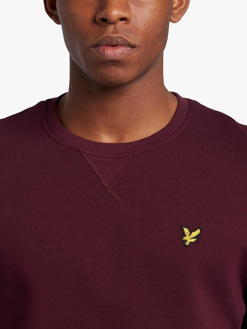 Product image 5 of 5, which shows Lyle & Scott Logo Crew Neck Cotton Sweatshirt, Burgundy, XS