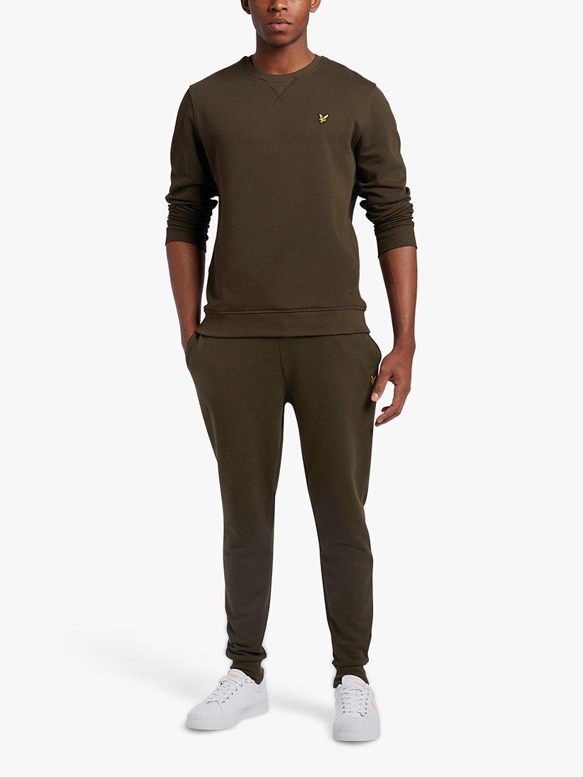Product image 4 of 5, which shows Lyle & Scott Logo Crew Neck Cotton Sweatshirt, Olive, XL