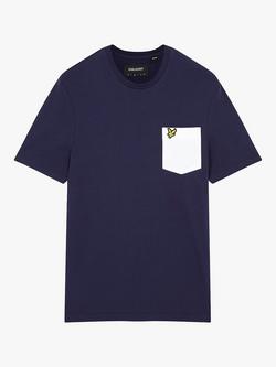 Lyle & Scott Relaxed Cotton Contrast Chest Pocket T-Shirt - view 2, Z629 Navy/White