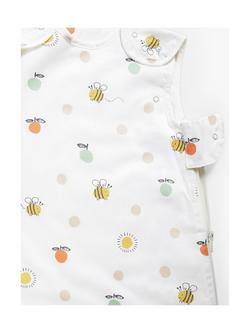 John Lewis Oh My Darling Bee Sun Print Sleeping Bag, 1 Tog, White/Multi - view 2, Grey/Multi