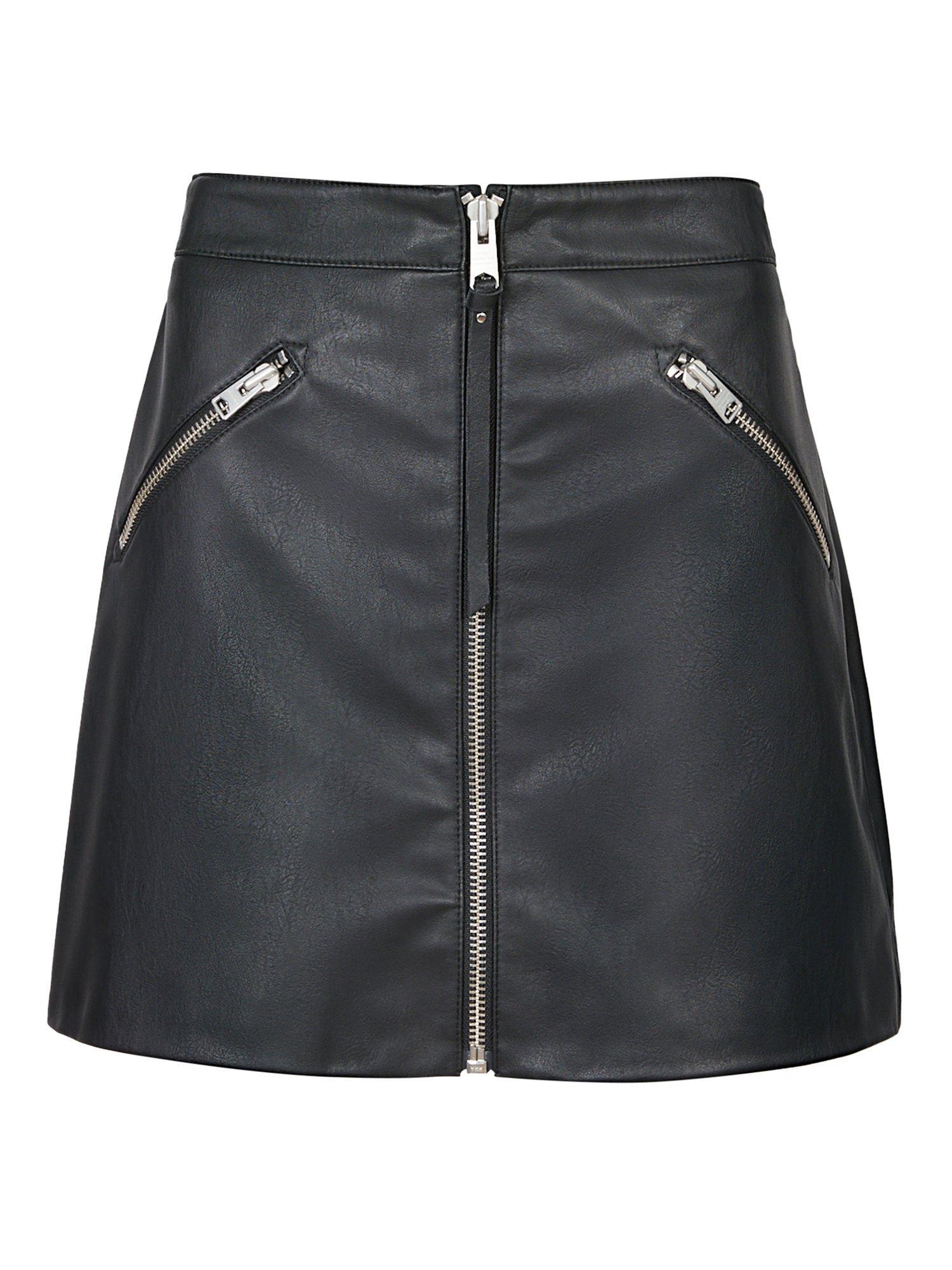 Product image 4 of 6, which shows AllSaints Piper Faux Leather Skirt, Black, 6