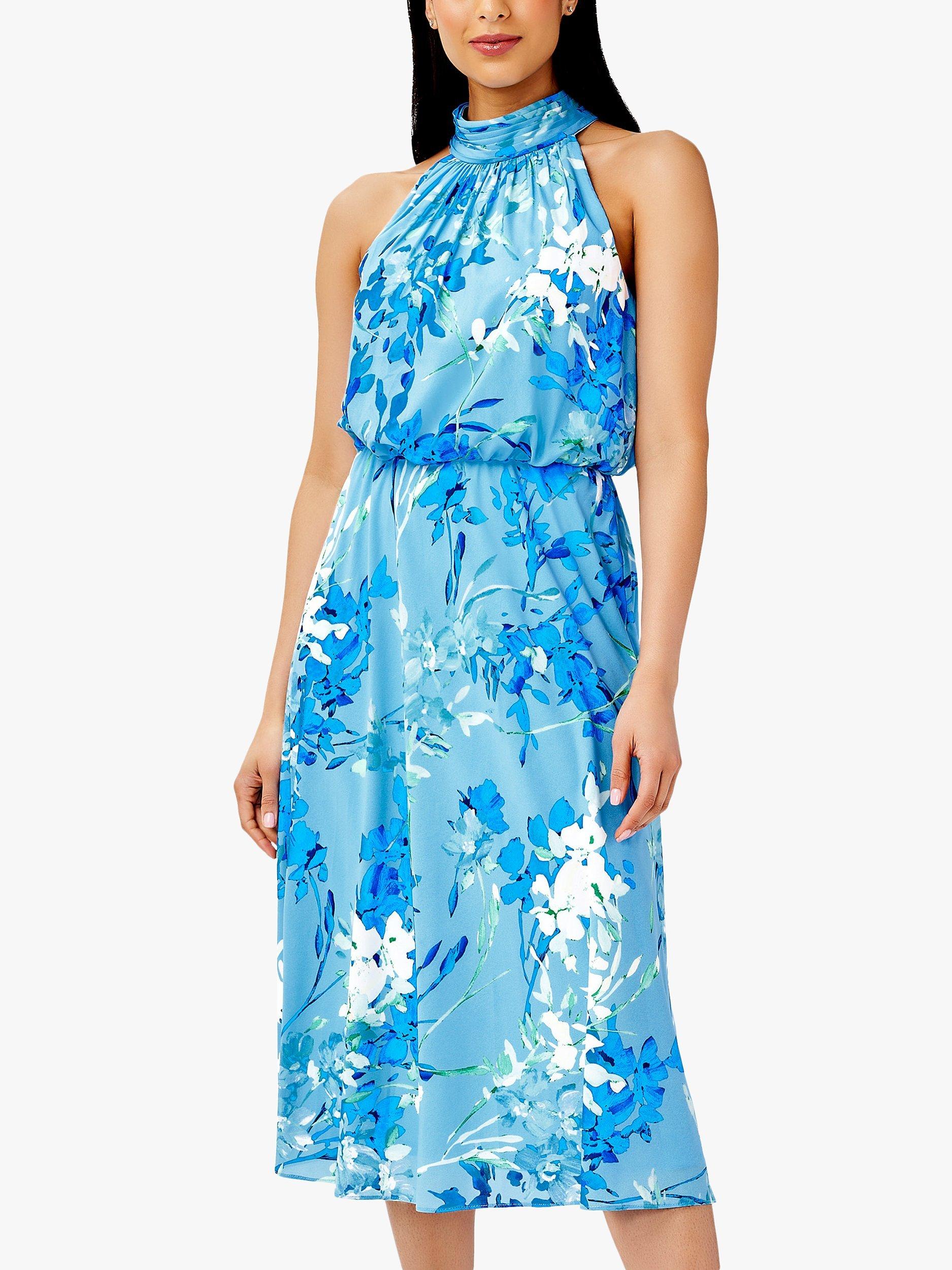 Adrianna Papell Floral Print Midi Dress, Peri/Multi
