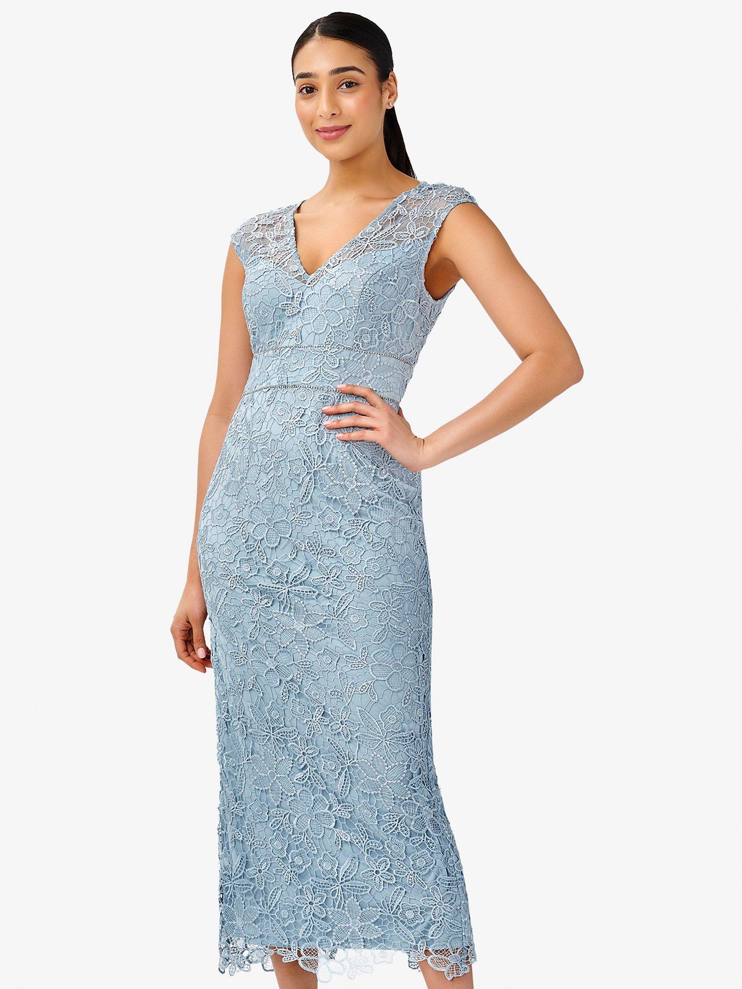Adrianna Papell Guipure Lace Column Midi Dress, Spring Ice