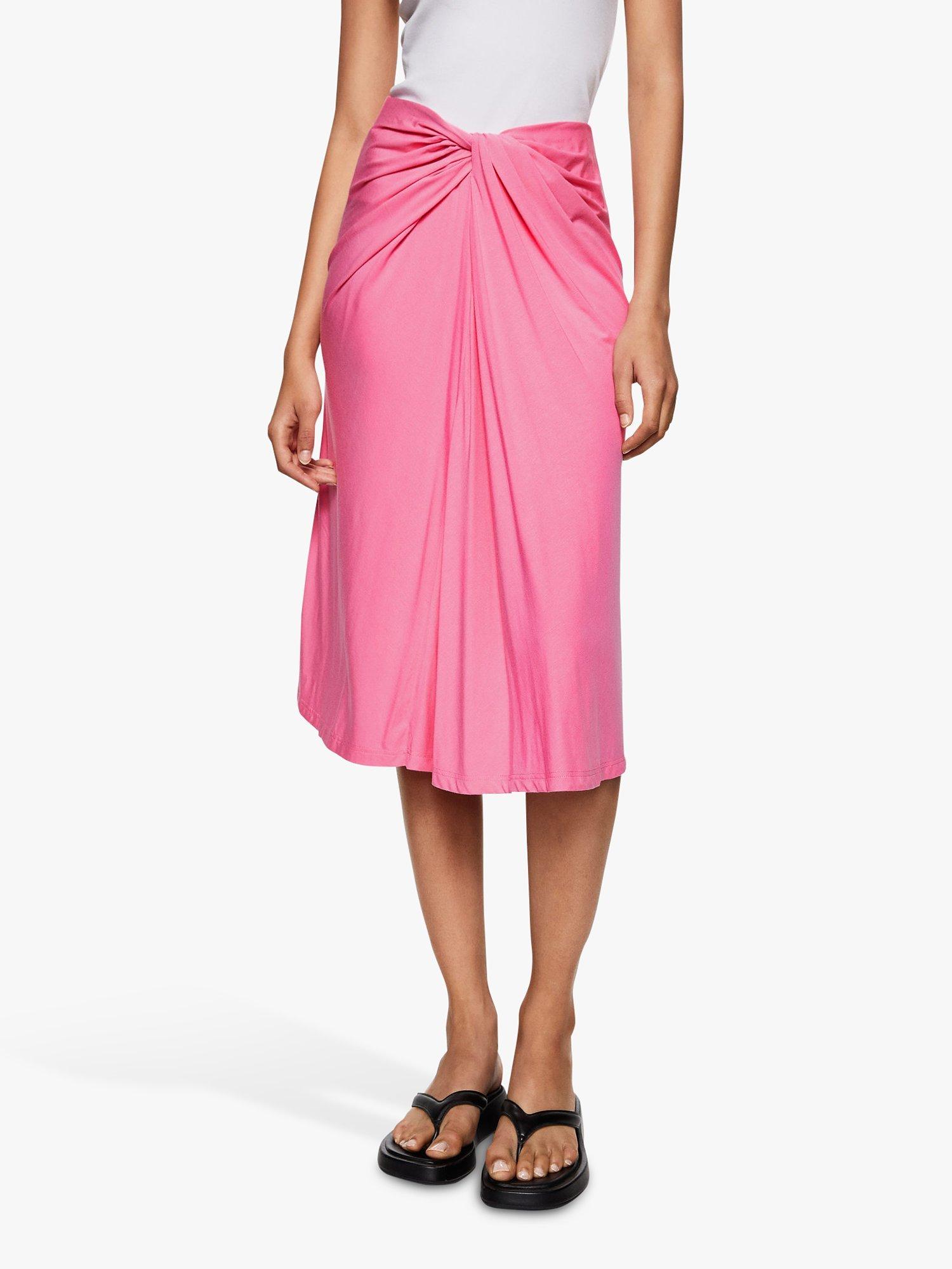 Mango Cali Knot Detail Midi Skirt, Pink