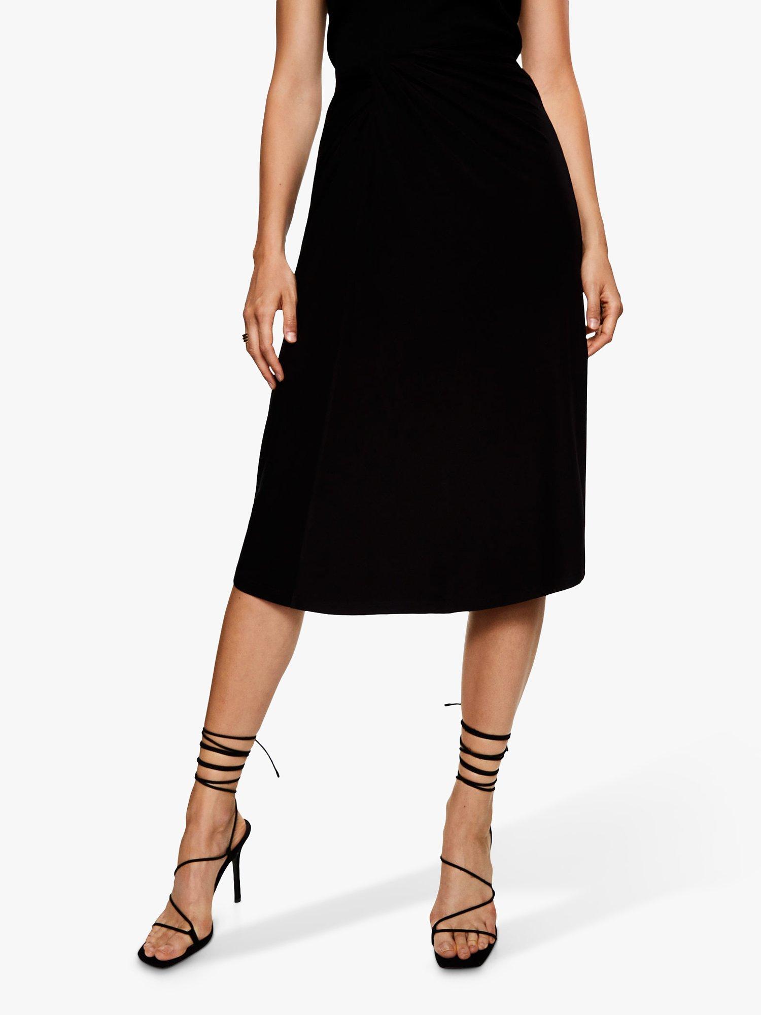 Mango Cali Knot Detail Midi Skirt, Black, S