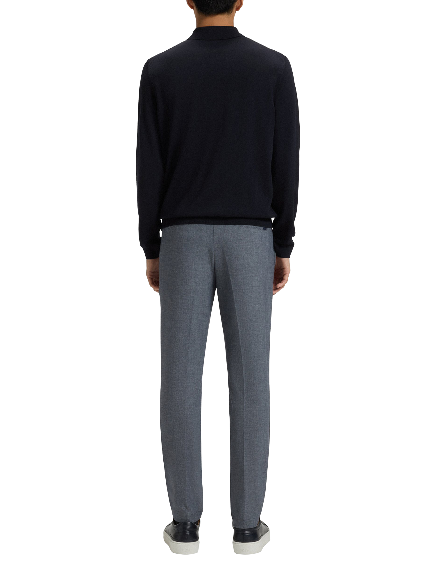 Product image 2 of 5, which shows BOSS Slim Fit Wool Knit Polo, Dark Blue, S