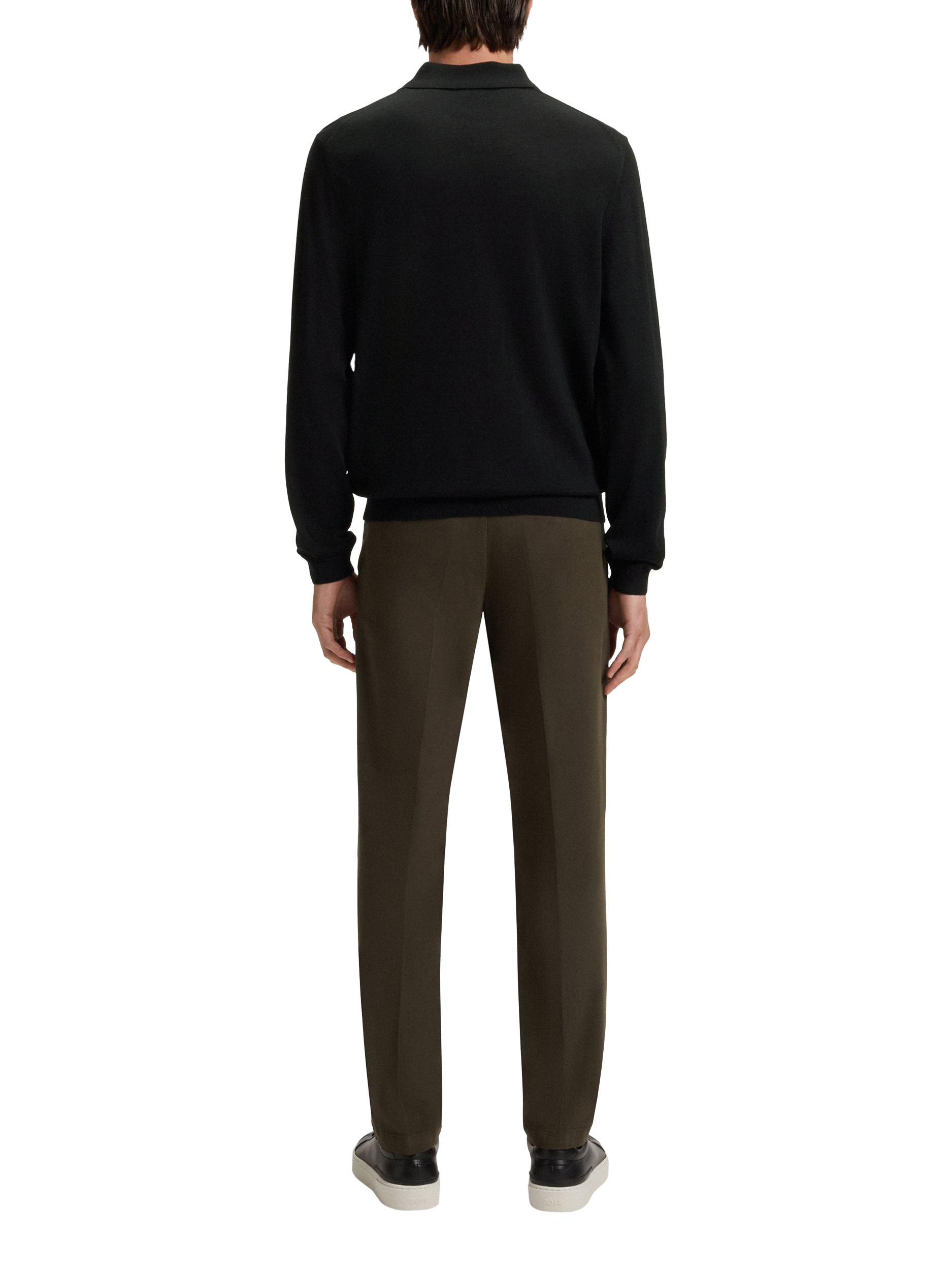 Product image 2 of 5, which shows BOSS Slim Fit Wool Knit Polo, Black, L