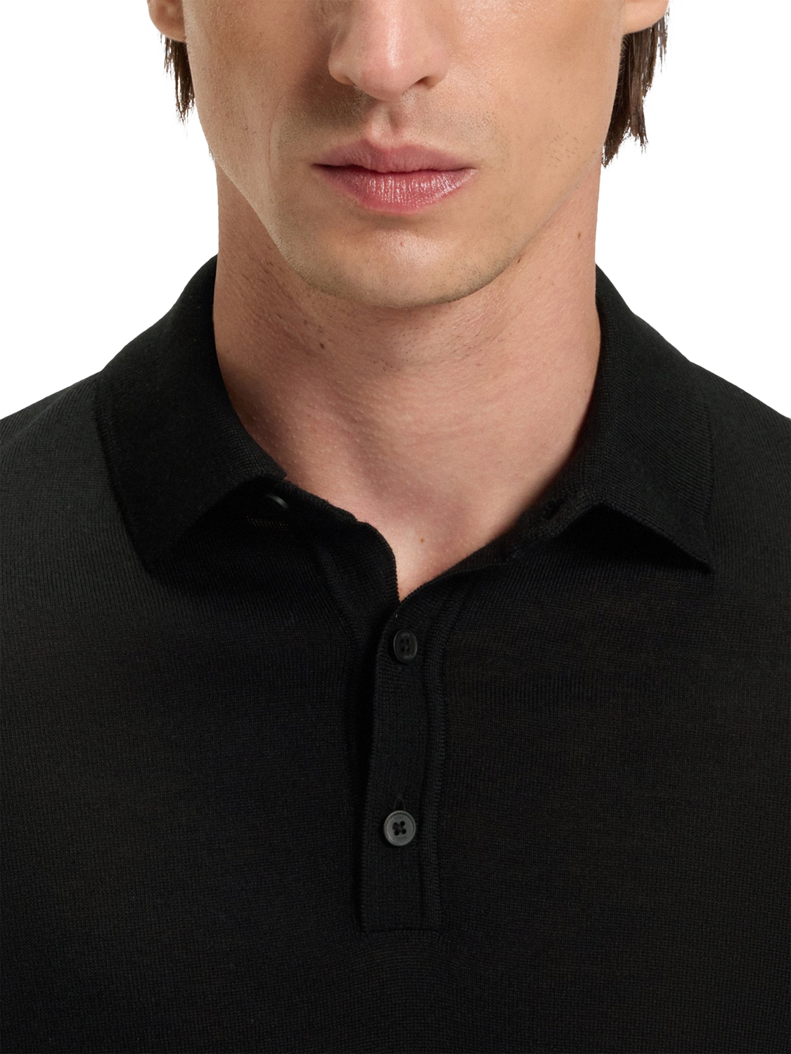 Product image 5 of 5, which shows BOSS Slim Fit Wool Knit Polo, Black, L