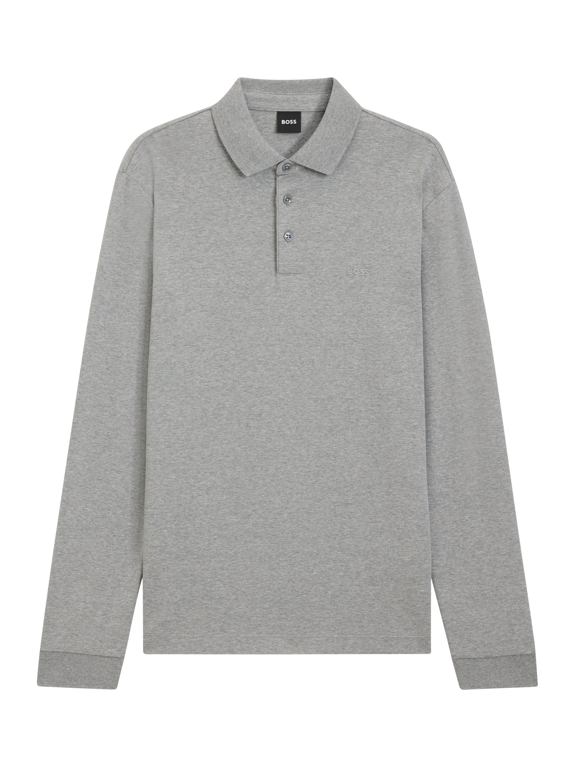 Product image 4 of 5, which shows BOSS Pado Long Sleeve Polo Top, Silver, L