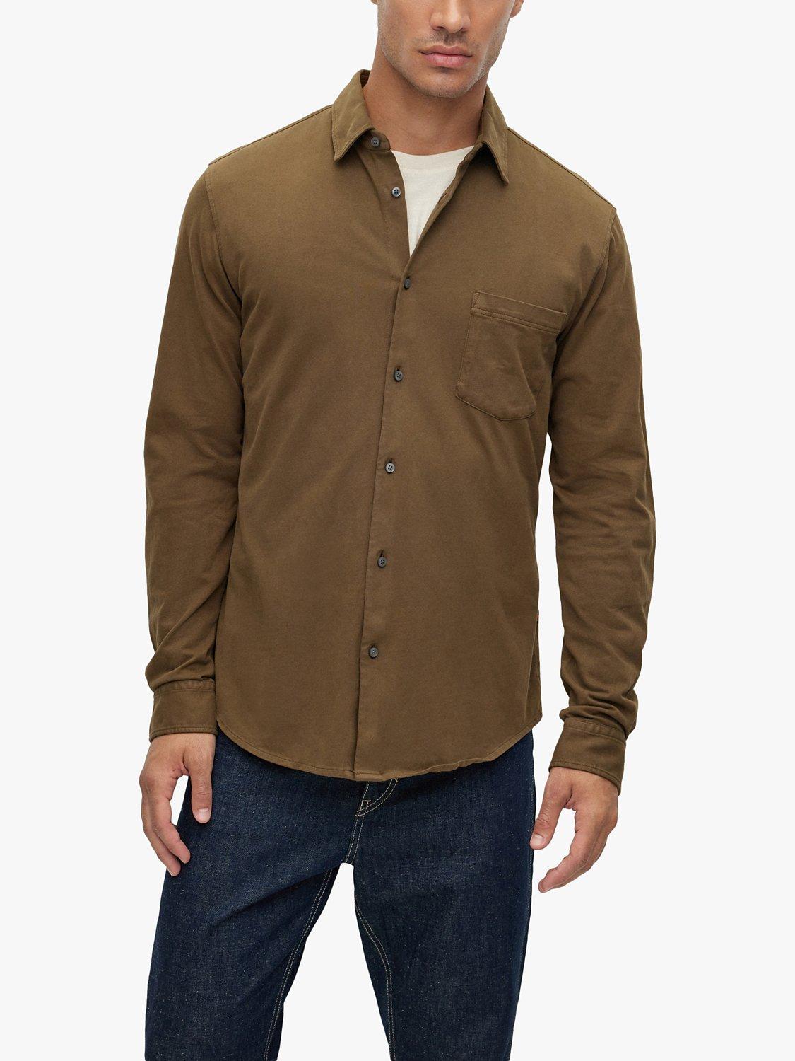 BOSS Mysoft 1 Cotton Jersey Shirt, Dark Green