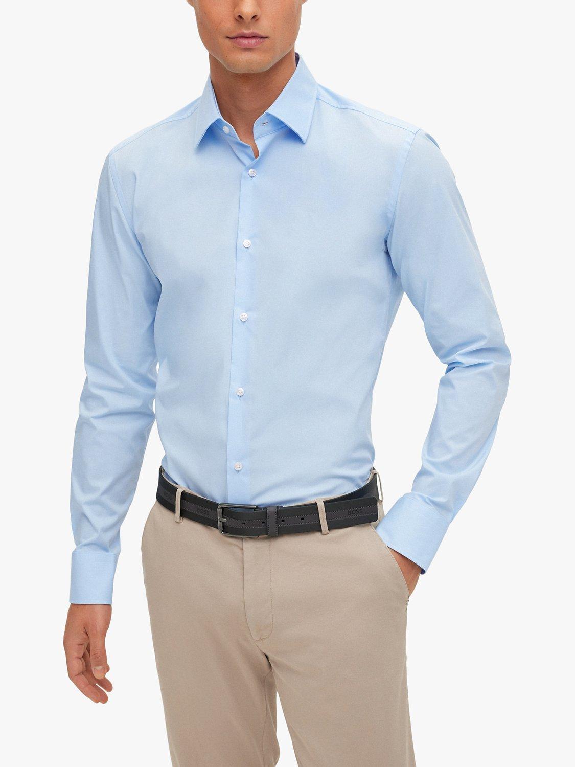 Product image 1 of 5, which shows HUGO Hank Kent Collar Long Sleeve Shirt, Light/Pastel Blue, 15
