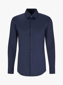 HUGO Hank Kent Collar Long Sleeve Shirt, Dark Blue