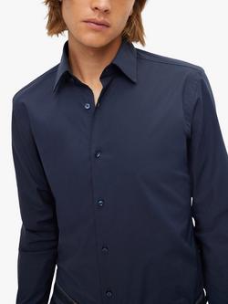 HUGO Hank Kent Collar Long Sleeve Shirt - view 2, Dark Blue