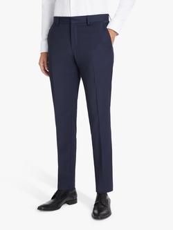 HUGO Genius Virgin Wool Blend Slim Fit Suit Trousers, Dark Blue, Dark Blue