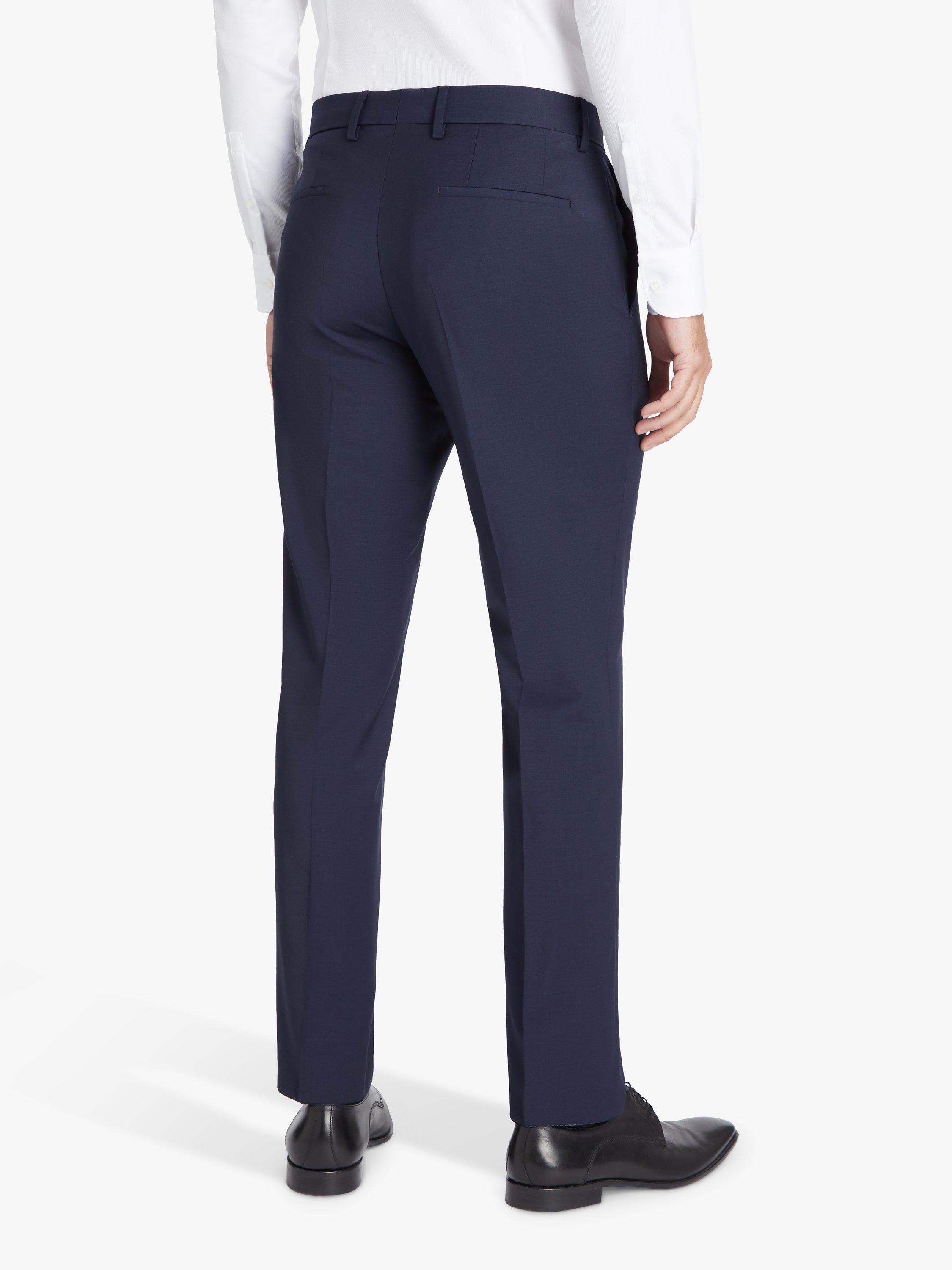 HUGO Genius Virgin Wool Blend Slim Fit Suit Trousers, Dark Blue, 30R