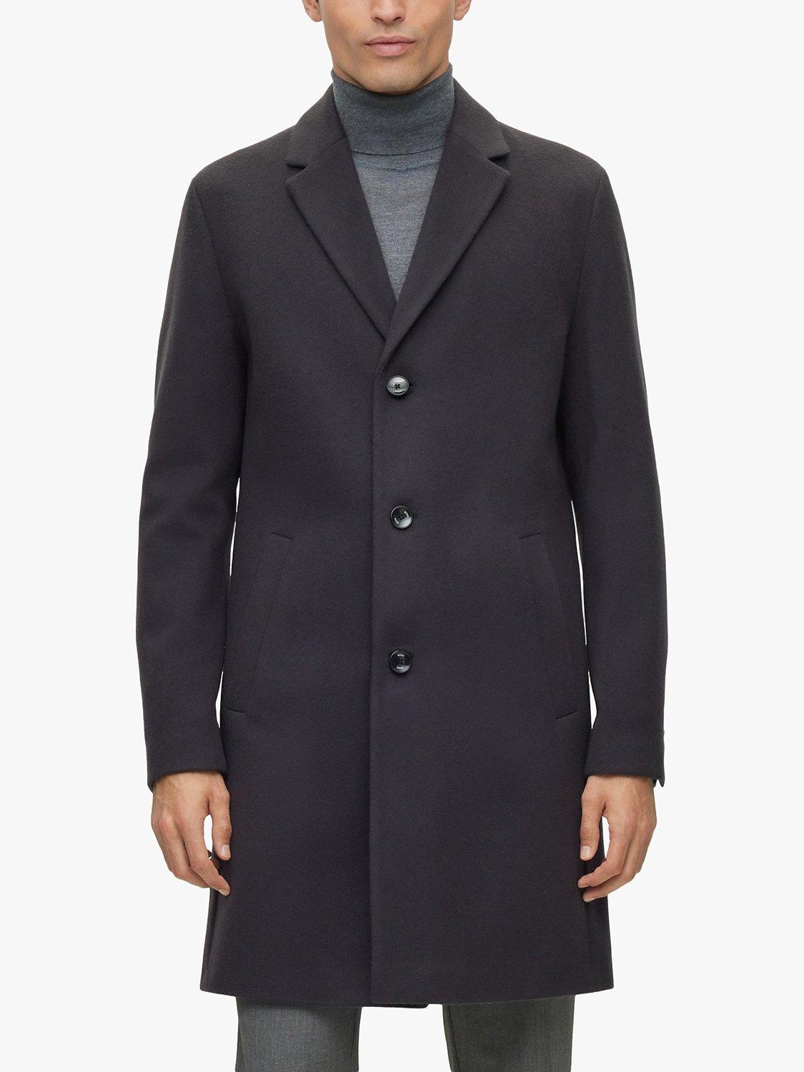 HUGO Hyde Recycled Wool Blend Overcoat, Dark Blue