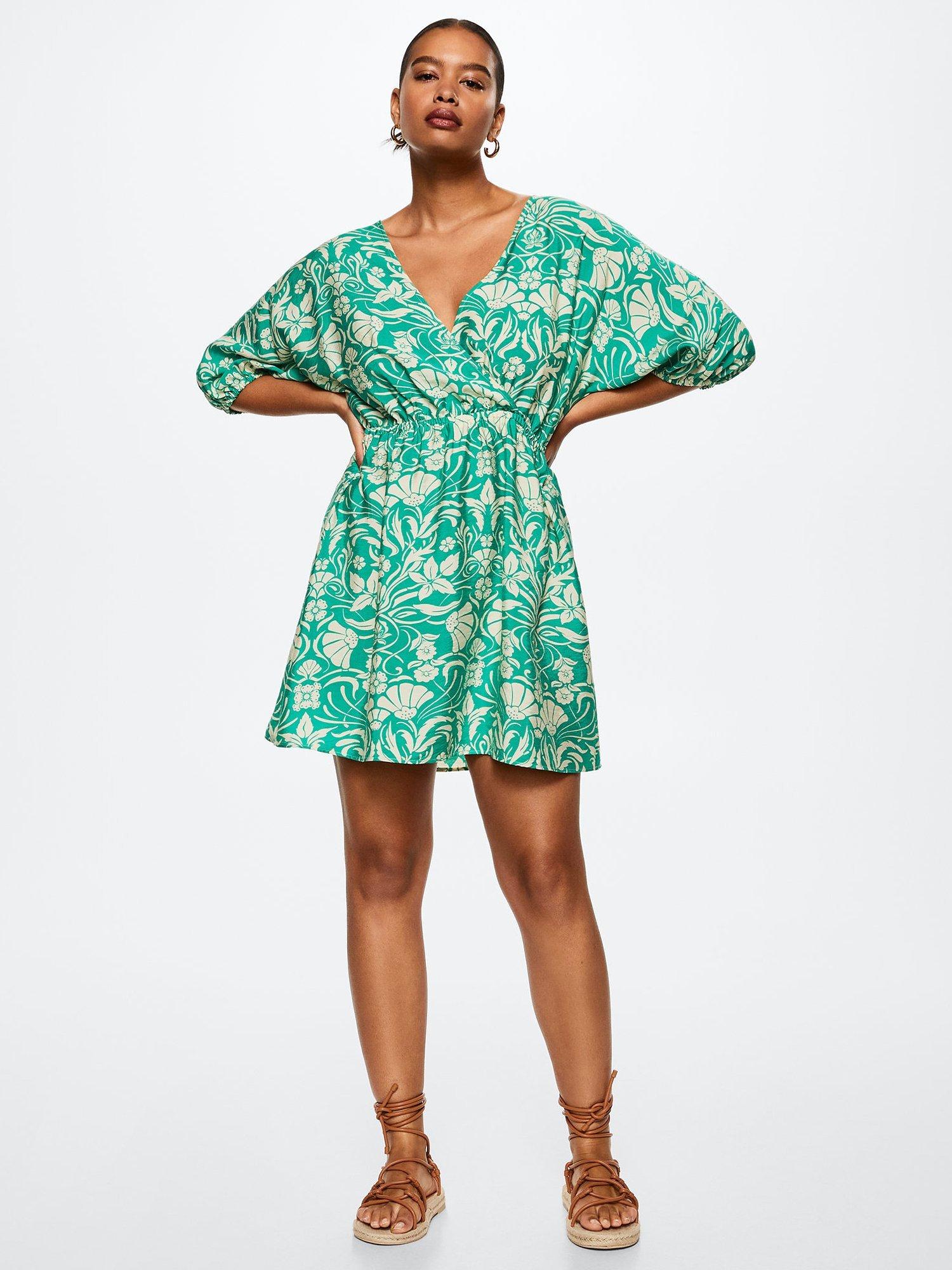 Mango Coral Floral Mini Dress
