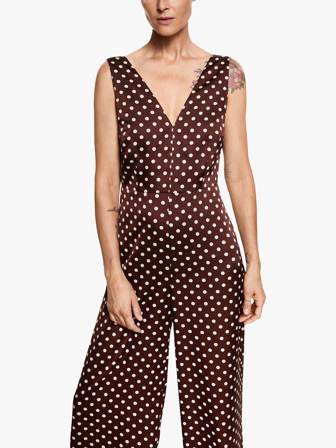 Mango Lola Spot Print Jumpsuit, Brown