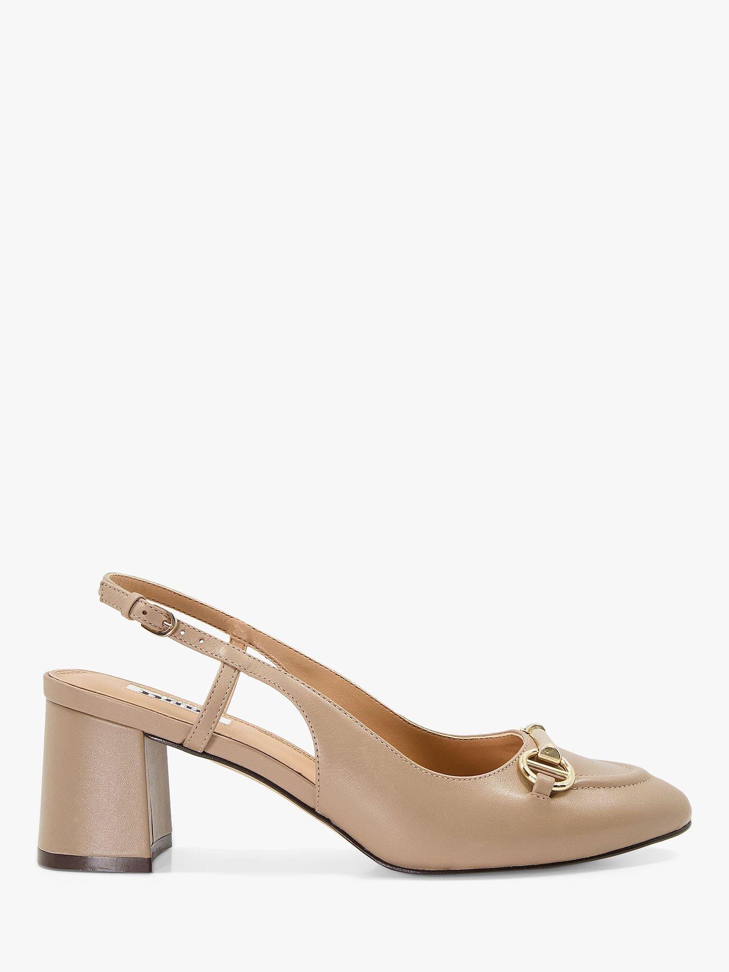 Dune Cassie Leather Block Heel Slingback Court Shoes