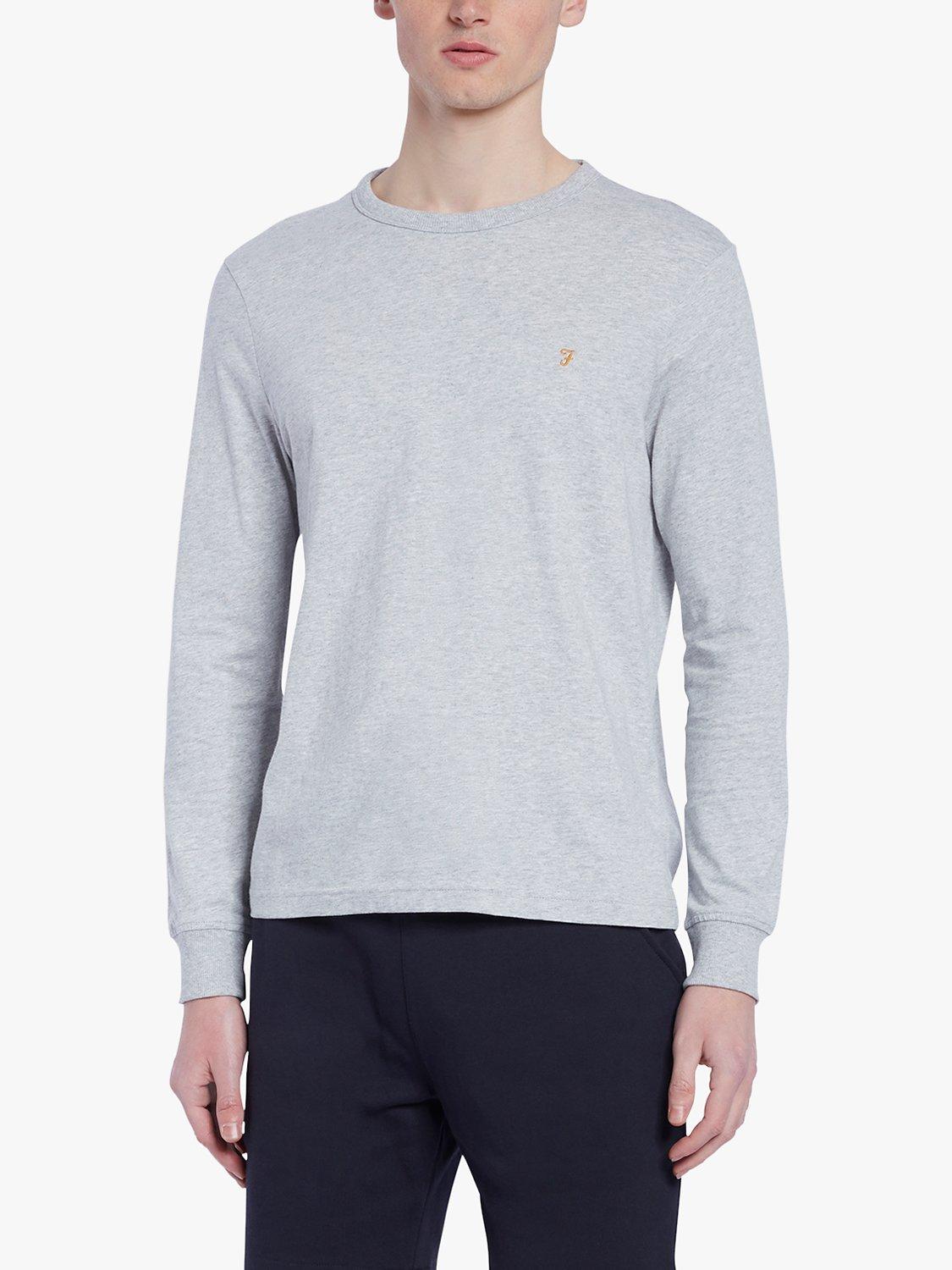 Farah Worthington Regular Fit Long Sleeve Organic Cotton T-Shirt, 043 Grey Marl
