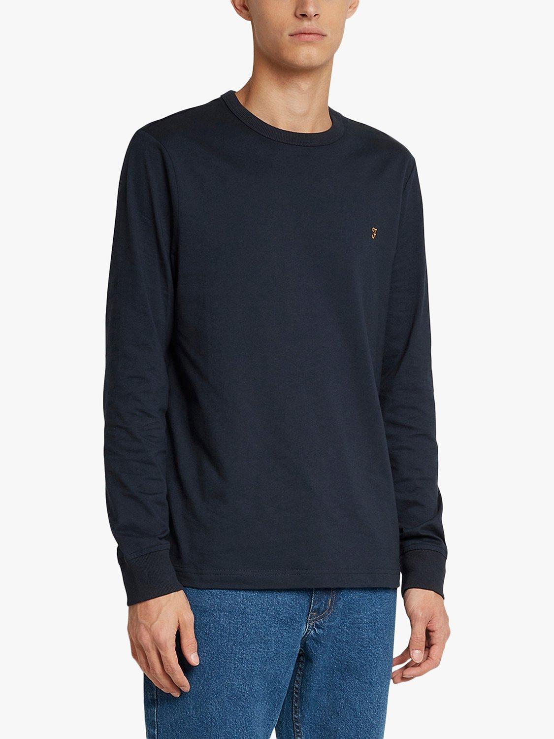 Farah Worthington Regular Fit Long Sleeve Organic Cotton T-Shirt, 412 True Navy