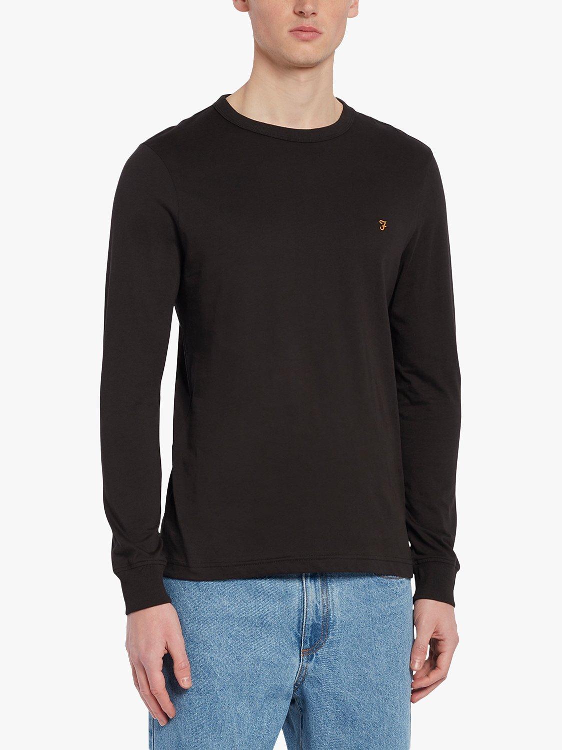 Farah Worthington Regular Fit Long Sleeve Organic Cotton T-Shirt, 010 Black