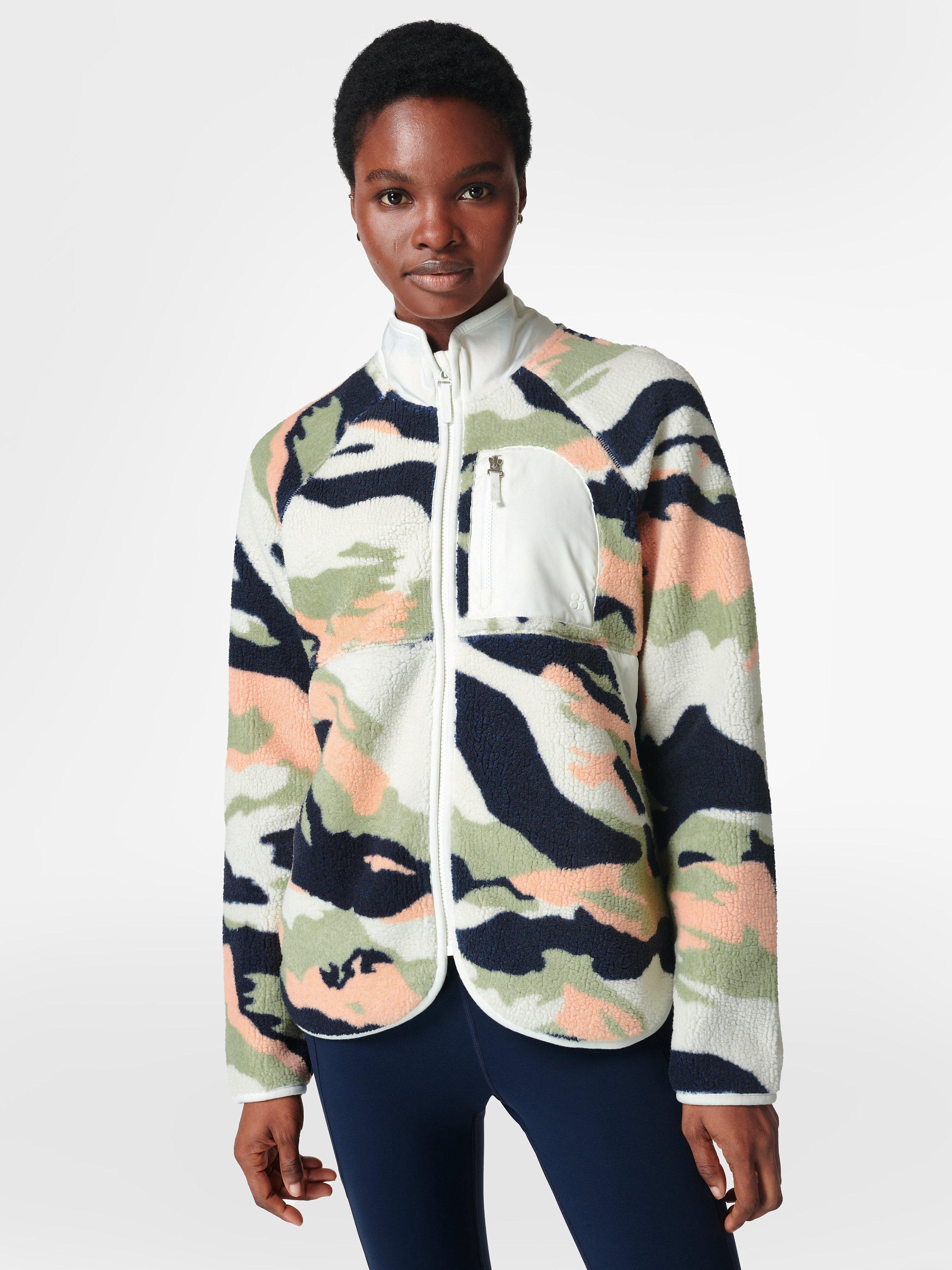 Sweaty Betty Pennine Sherpa Fleece Jacket, Green Landscape