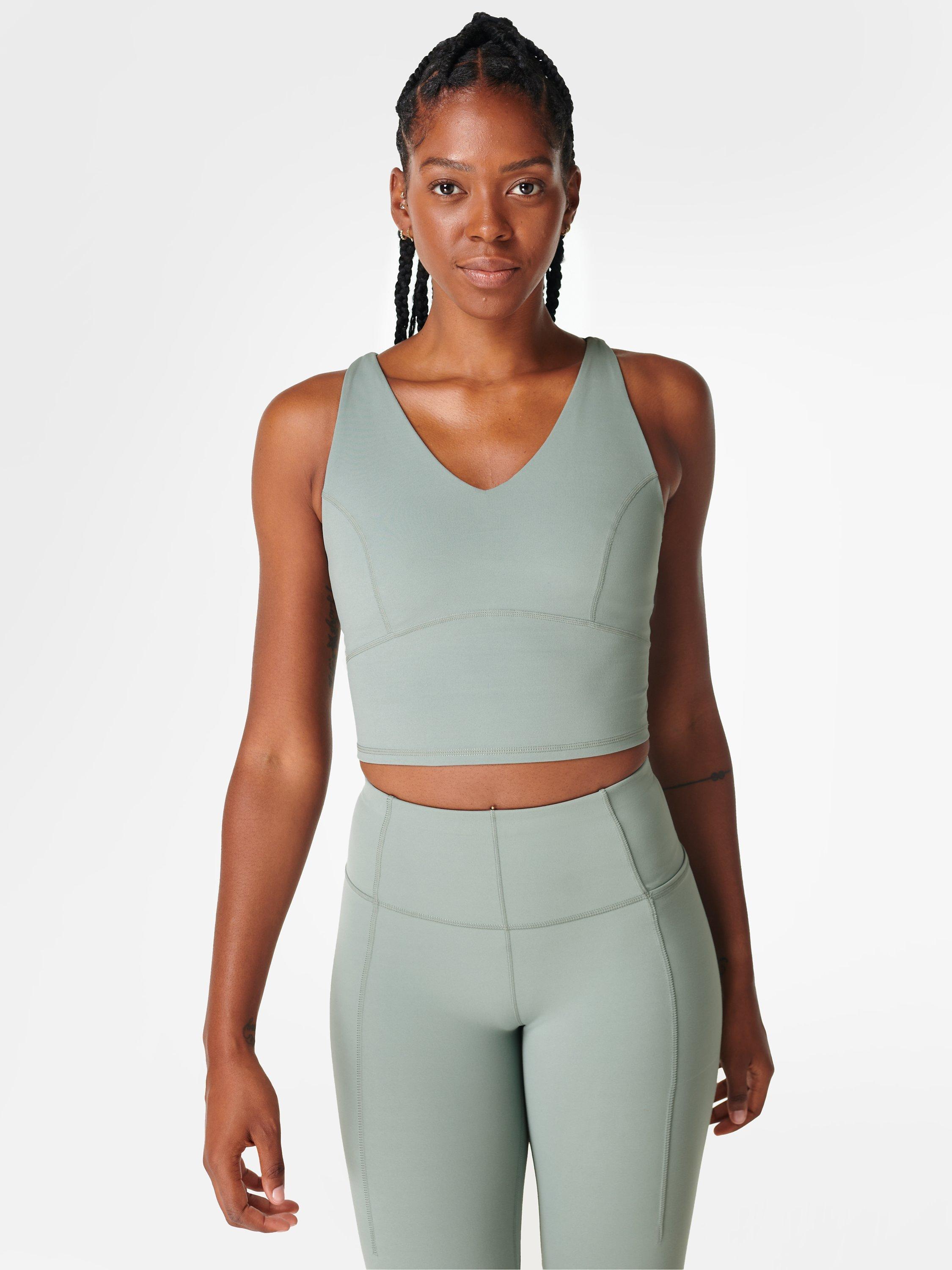 Sweaty Betty Super Soft Crop Strappy Back Gym Vest, Storm Blue