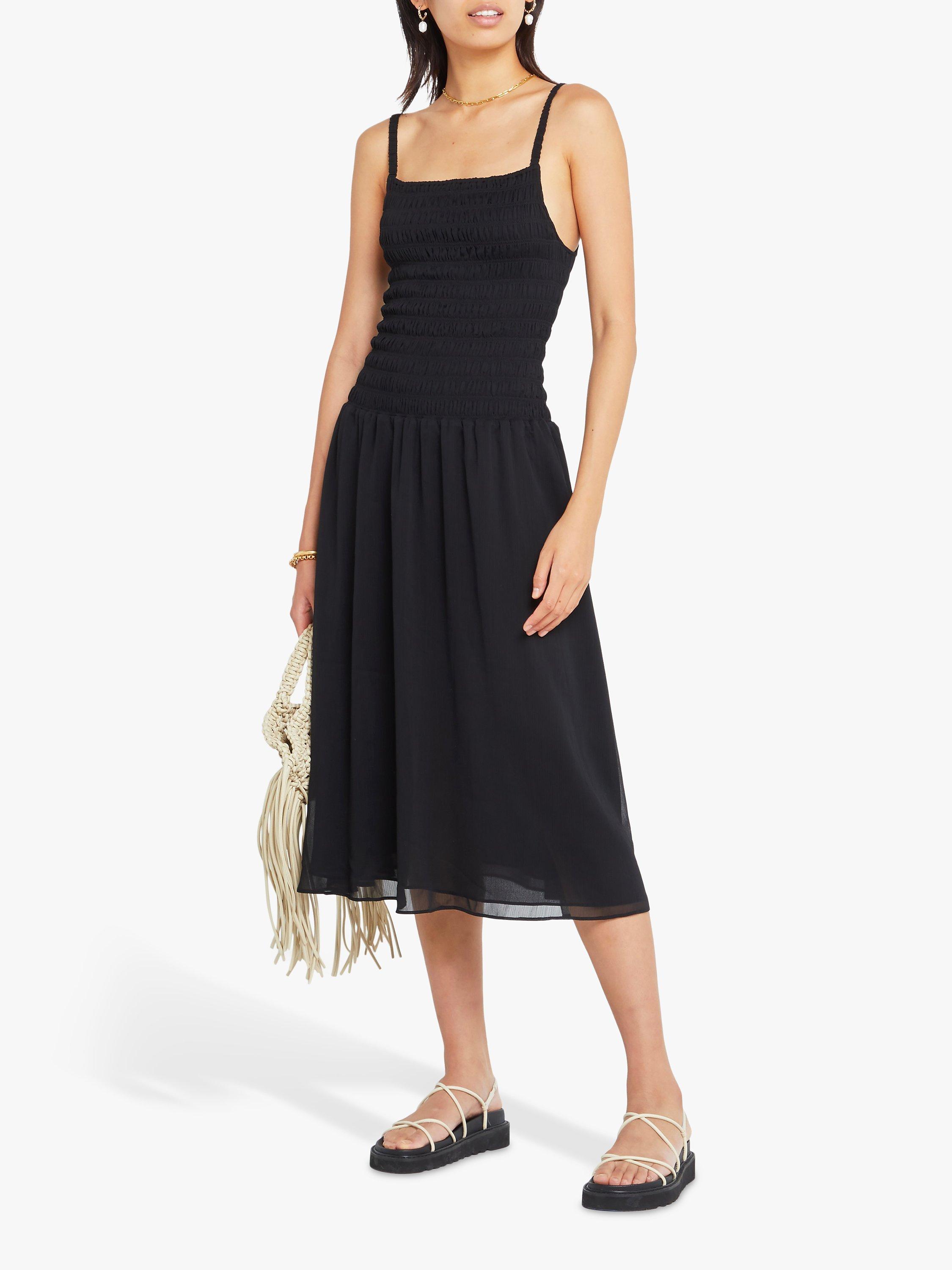 o.p.t Amelia Smocked Midi Dress, Black