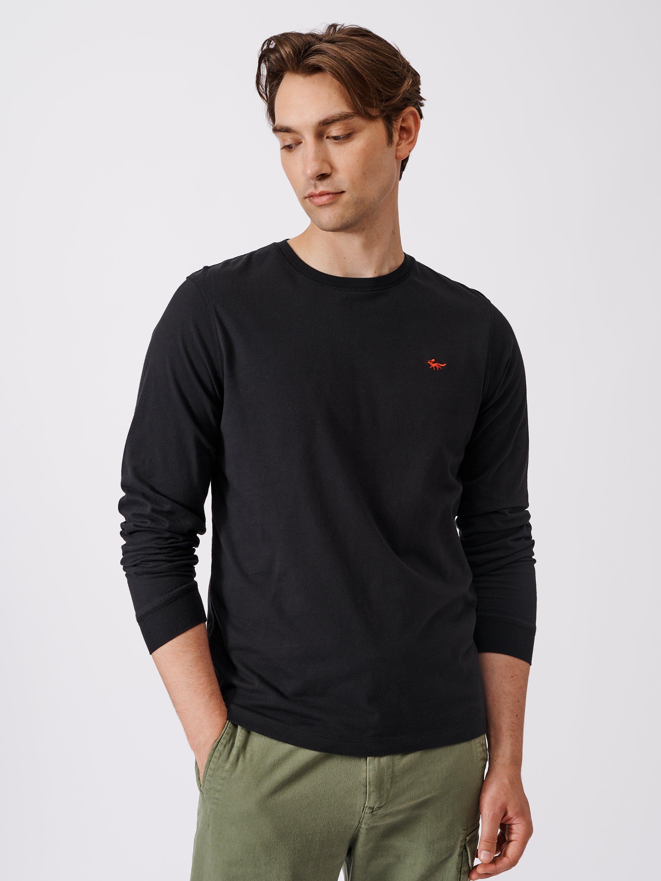 Product image 1 of 5, which shows Aubin Buttermere Long Sleeve Cotton Logo T-Shirt, Black, XXL