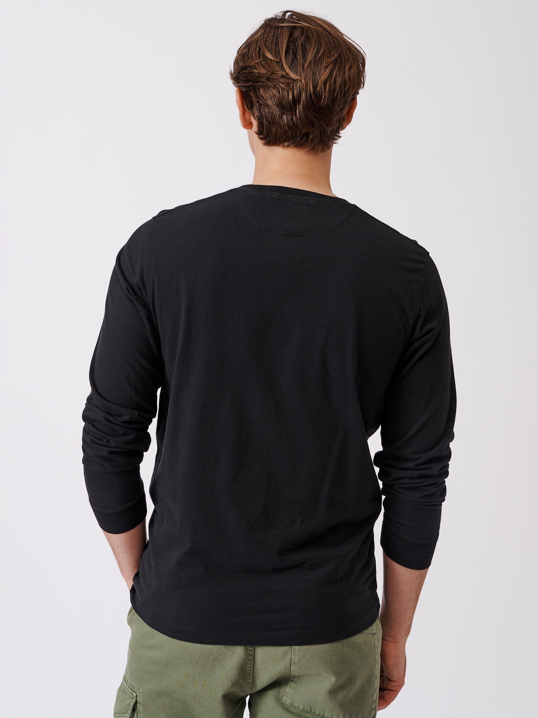Product image 2 of 5, which shows Aubin Buttermere Long Sleeve Cotton Logo T-Shirt, Black, XXL