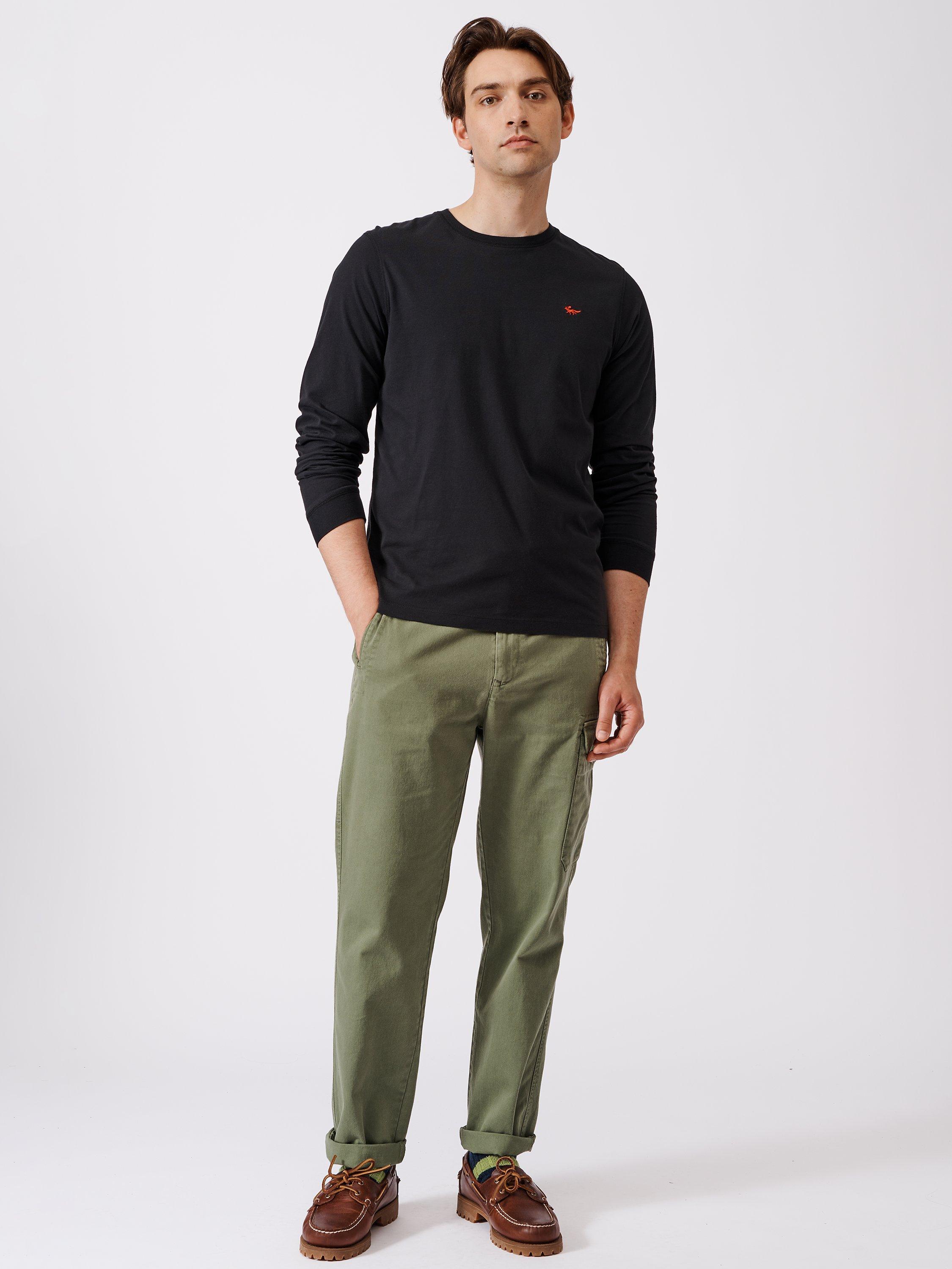 Product image 3 of 5, which shows Aubin Buttermere Long Sleeve Cotton Logo T-Shirt, Black, XXL