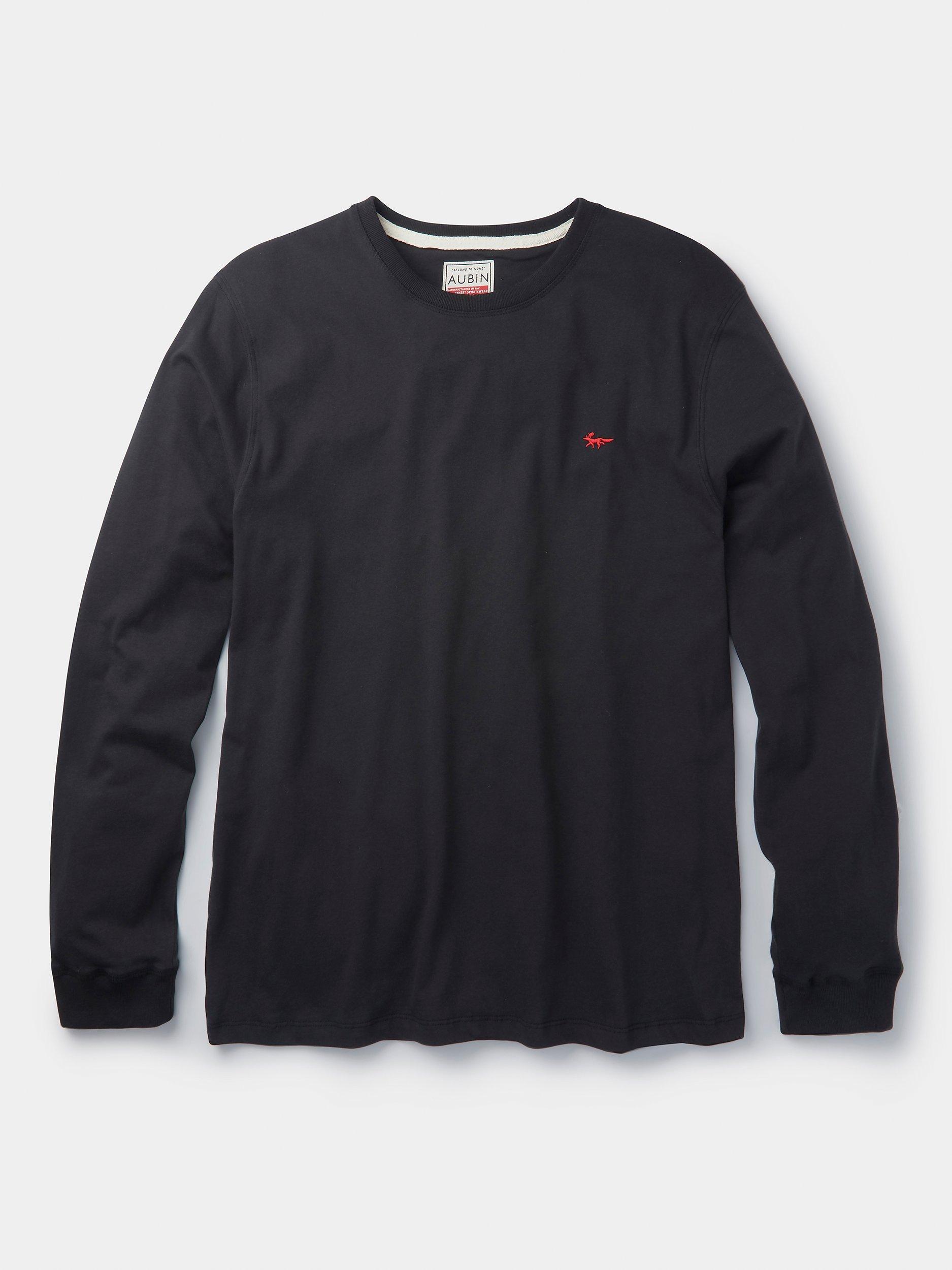 Product image 5 of 5, which shows Aubin Buttermere Long Sleeve Cotton Logo T-Shirt, Black, XXL