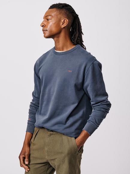 Aubin Vestry Crew Neck Cotton Sweatshirt, Navy
