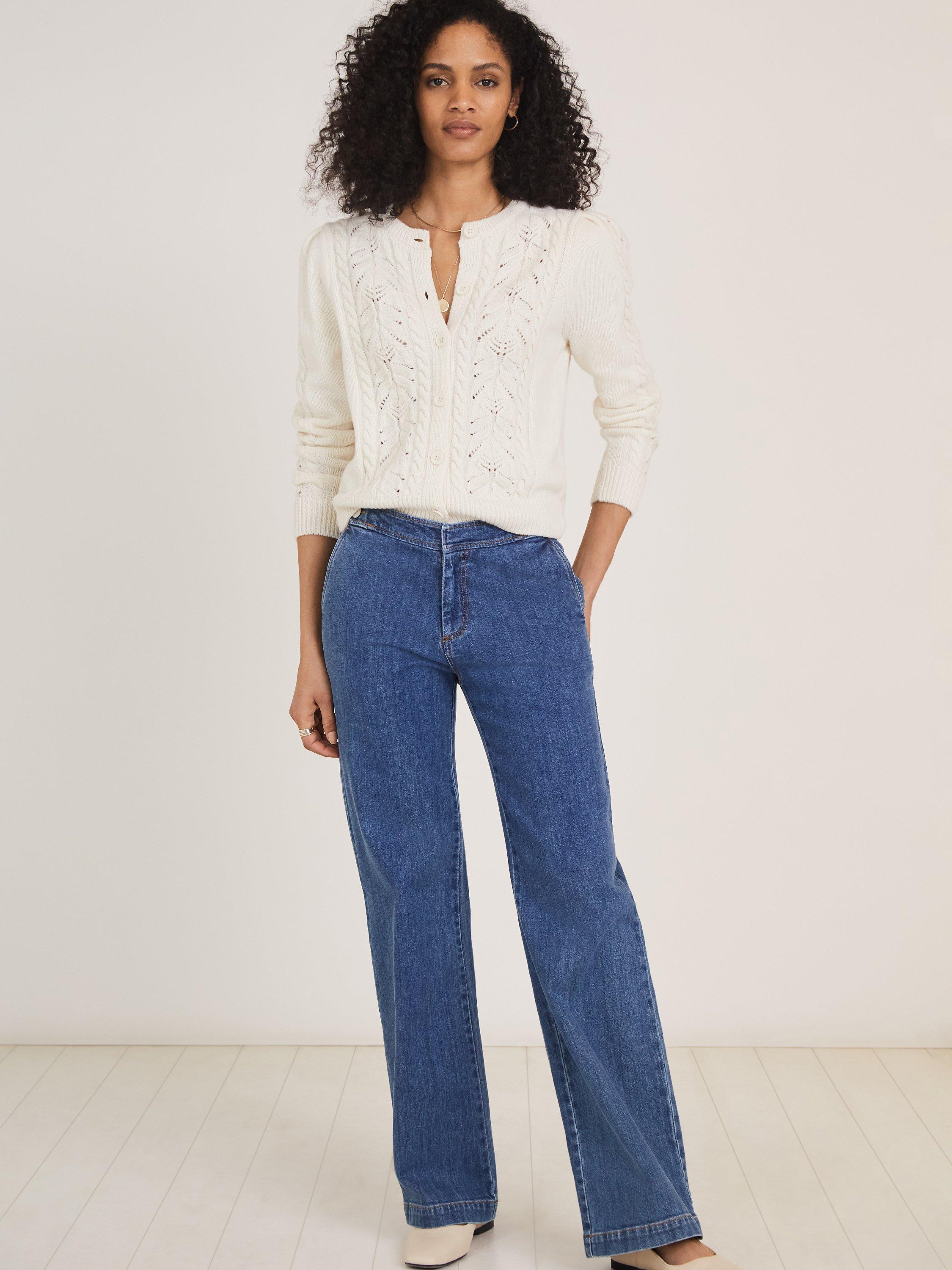Baukjen Margot Organic Cotton Wide Leg Jeans, Washed Indigo, 6