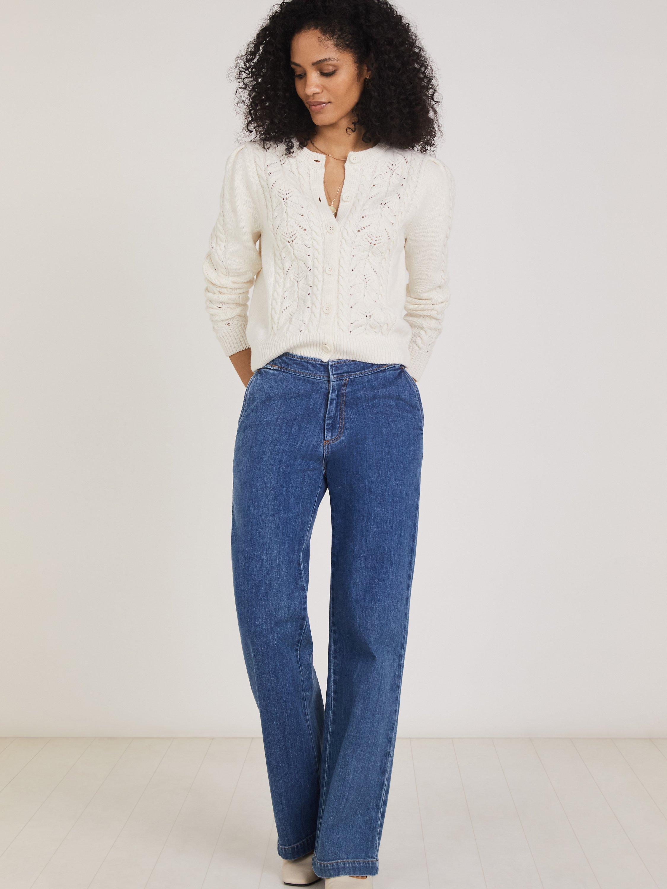 Baukjen Margot Organic Cotton Wide Leg Jeans, Washed Indigo, 6