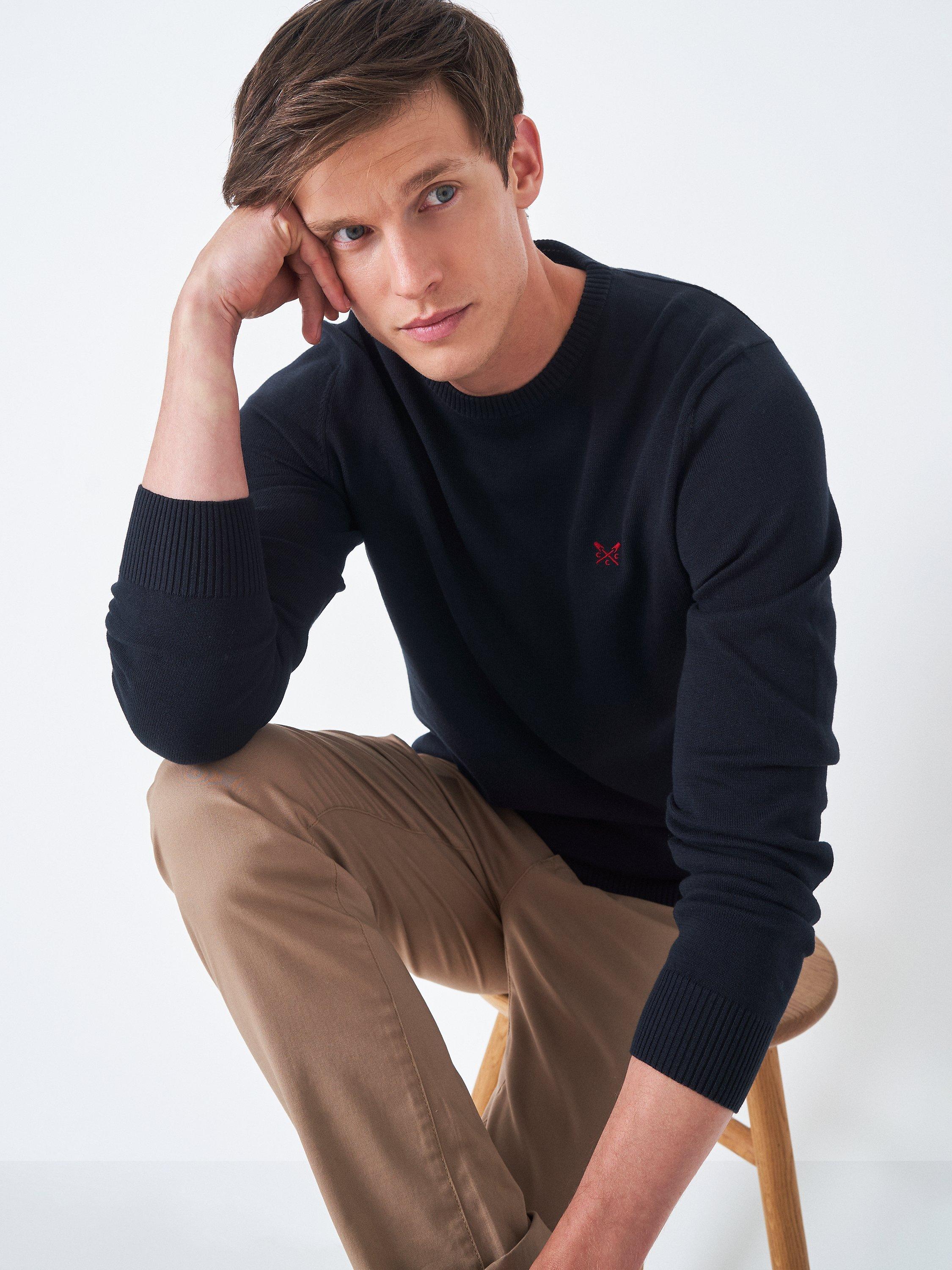 Product image 1 of 4, which shows Crew Clothing Organic Cotton Crew Jumper, Black, XS