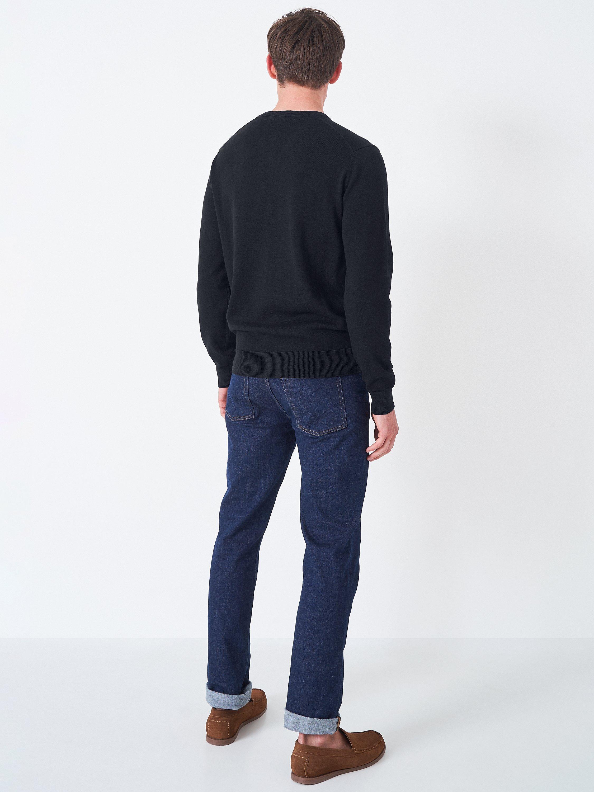 Product image 2 of 4, which shows Crew Clothing Plain Organic Cotton V-Neck Jumper, Black, L