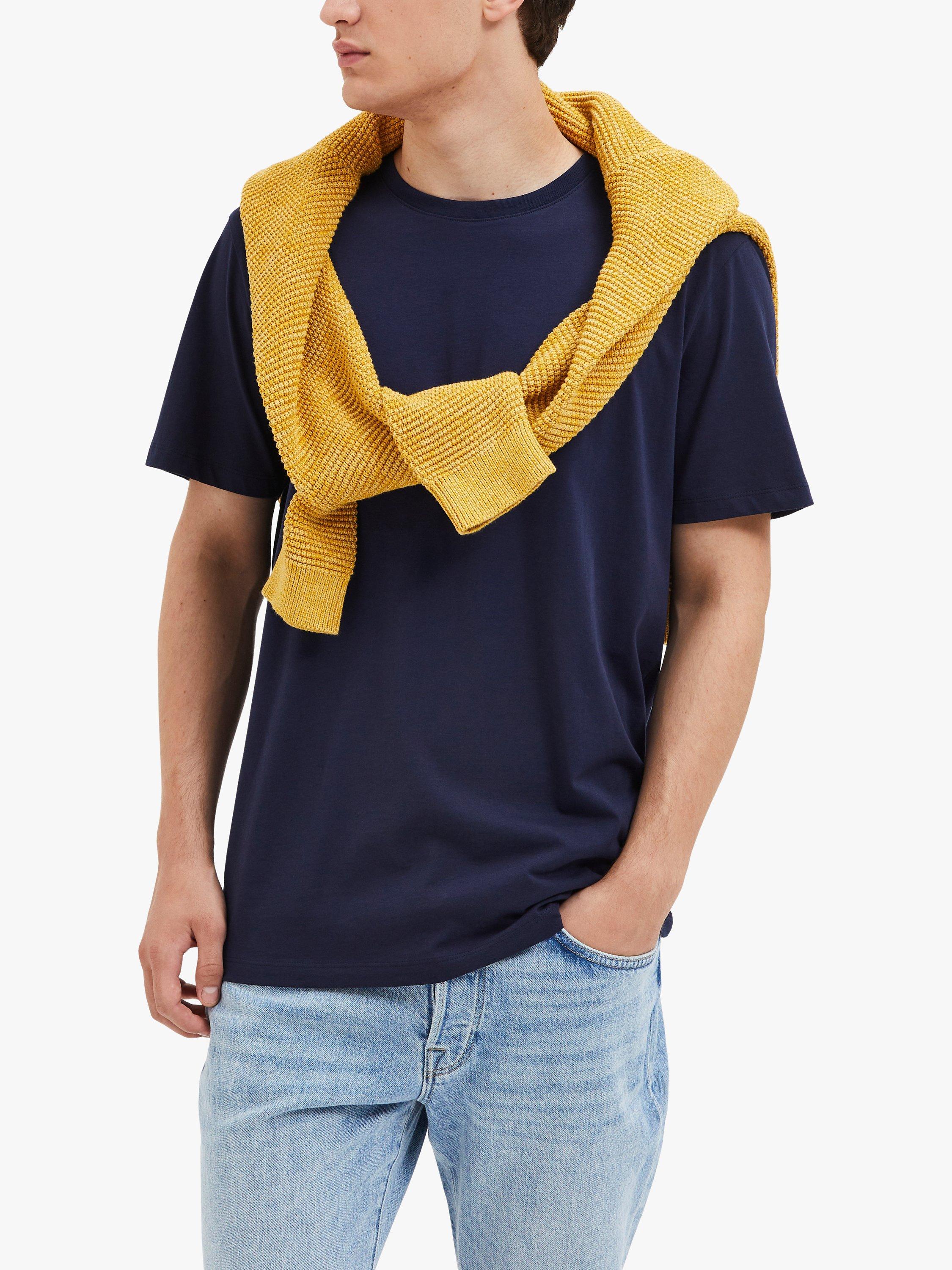 Product image 1 of 6, which shows Selected Organic Cotton T-Shirt, Navy Blazer, S
